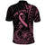 Polynesian Pink Power Polo Shirt Breast Cancer Ribbon Turtle and Flowers