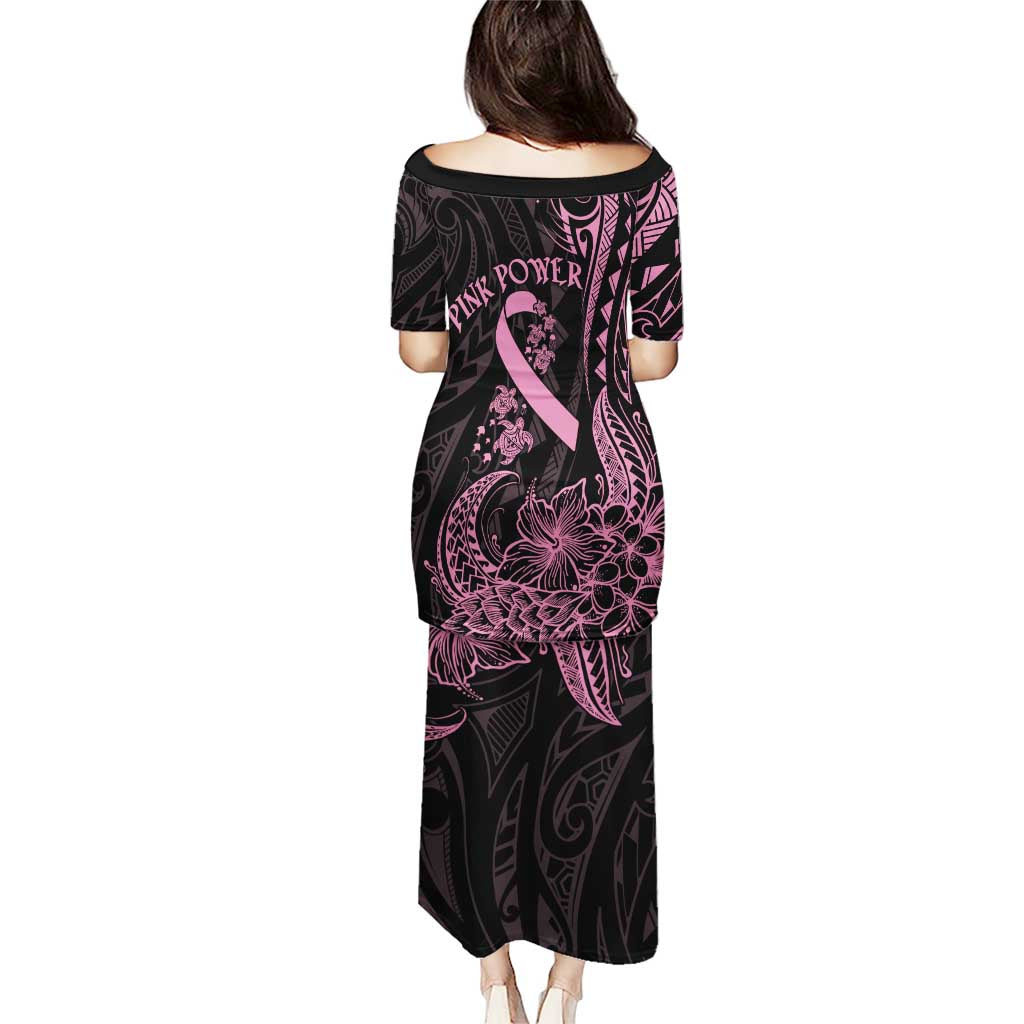 Polynesian Pink Power Puletasi Breast Cancer Ribbon Turtle and Flowers LT7 - Polynesian Pride