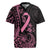 Polynesian Pink Power Rugby Jersey Breast Cancer Ribbon Turtle and Flowers