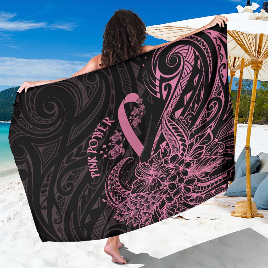 Polynesian Pink Power Sarong Breast Cancer Ribbon Turtle and Flowers