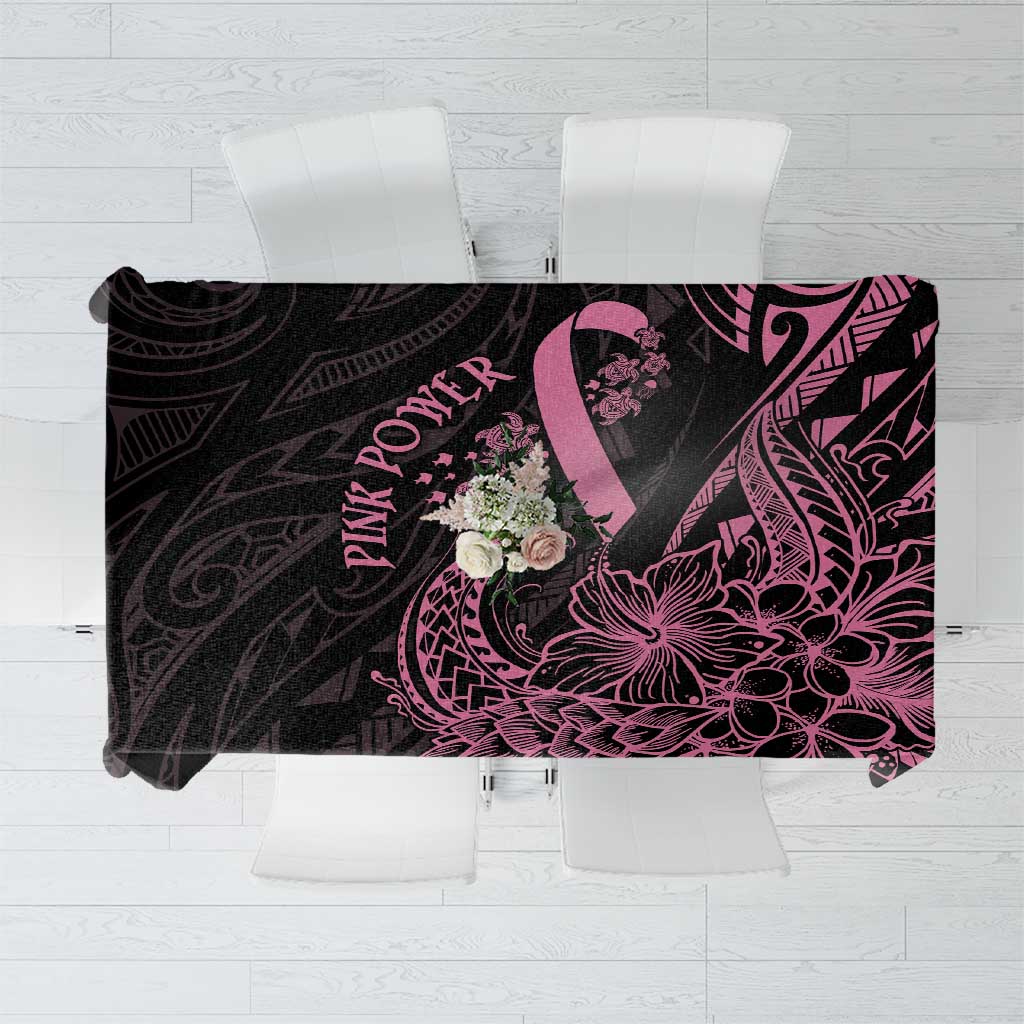 Polynesian Pink Power Tablecloth Breast Cancer Ribbon Turtle and Flowers LT7 Pink - Polynesian Pride