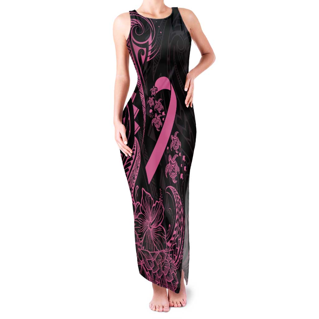 Polynesian Pink Power Tank Maxi Dress Breast Cancer Ribbon Turtle and Flowers LT7 Women Pink - Polynesian Pride