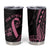 Polynesian Pink Power Tumbler Cup Breast Cancer Ribbon Turtle and Flowers