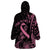 Polynesian Pink Power Wearable Blanket Hoodie Breast Cancer Ribbon Turtle and Flowers