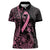 Polynesian Pink Power Women Polo Shirt Breast Cancer Ribbon Turtle and Flowers