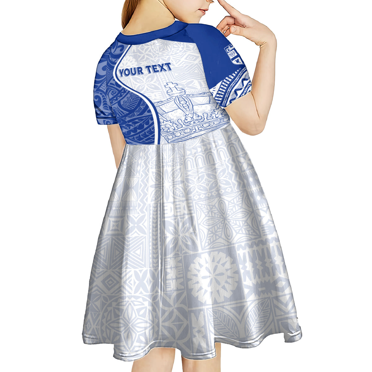 Personalised Queen Victoria School Kid Short Sleeve Dress QVS Old Boys LT7 - Polynesian Pride