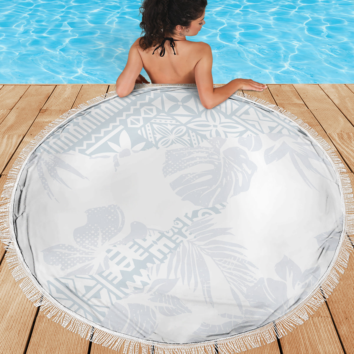 Samoa White Sunday Beach Blanket Hibiscus Special LT7 - Wonder Print Shop