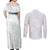 Samoa White Sunday Couples Matching Off Shoulder Maxi Dress and Long Sleeve Button Shirts Hibiscus Special LT7 - Polynesian Pride