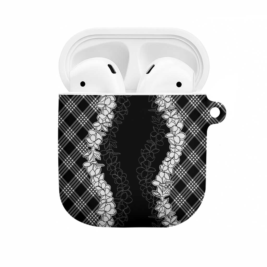 Hawaii Aloha Plumeria Lei Black Palaka AirPods Case LT7 Black - Polynesian Pride