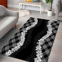 Hawaii Aloha Plumeria Lei Black Palaka Area Rug LT7 - Polynesian Pride