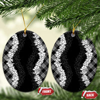 Hawaii Aloha Plumeria Lei Black Palaka Ceramic Ornament LT7 Oval Black - Polynesian Pride