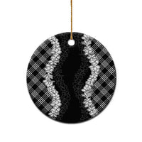 Hawaii Aloha Plumeria Lei Black Palaka Ceramic Ornament LT7 - Polynesian Pride