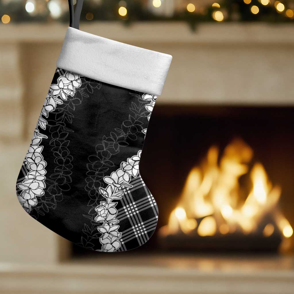 Hawaii Aloha Plumeria Lei Black Palaka Christmas Stocking LT7 Set of 2 Black - Polynesian Pride