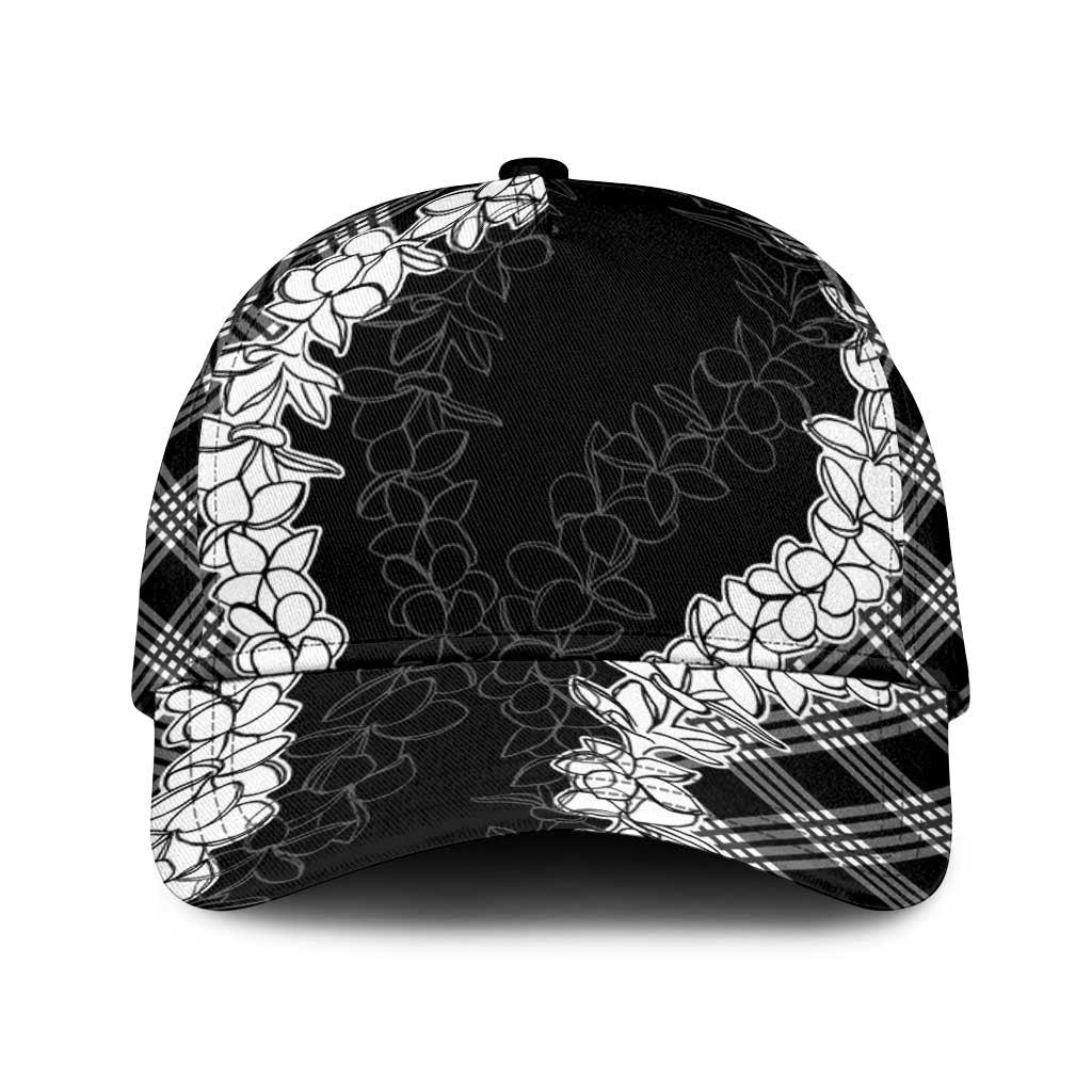 Hawaii Aloha Plumeria Lei Black Palaka Classic Cap LT7 Universal Fit Black - Polynesian Pride