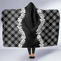 Hawaii Aloha Plumeria Lei Black Palaka Hooded Blanket LT7 One Size Black - Polynesian Pride