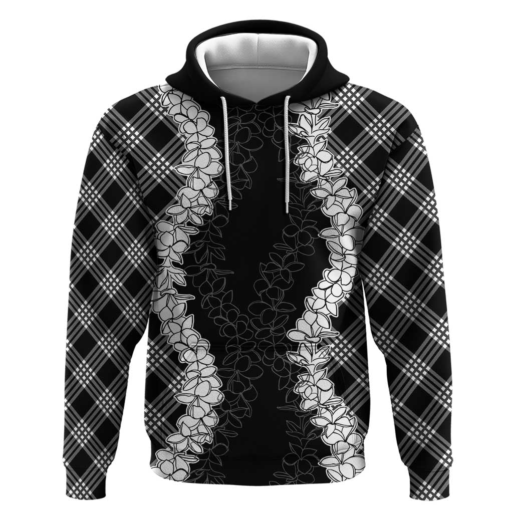 Hawaii Aloha Plumeria Lei Black Palaka Hoodie LT7 Pullover Hoodie Black - Polynesian Pride