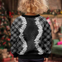 Hawaii Aloha Plumeria Lei Black Palaka Kid Ugly Christmas Sweater LT7 - Polynesian Pride