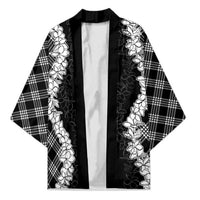 Hawaii Aloha Plumeria Lei Black Palaka Kimono LT7 Unisex Black - Polynesian Pride