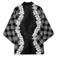 Hawaii Aloha Plumeria Lei Black Palaka Kimono LT7 - Polynesian Pride