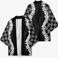 Hawaii Aloha Plumeria Lei Black Palaka Kimono LT7 - Polynesian Pride