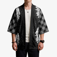 Hawaii Aloha Plumeria Lei Black Palaka Kimono LT7 - Polynesian Pride