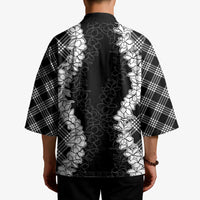 Hawaii Aloha Plumeria Lei Black Palaka Kimono LT7 - Polynesian Pride