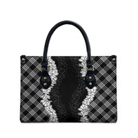 Hawaii Aloha Plumeria Lei Black Palaka Leather Bag LT7 - Polynesian Pride