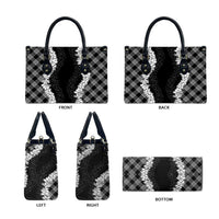 Hawaii Aloha Plumeria Lei Black Palaka Leather Bag LT7 - Polynesian Pride