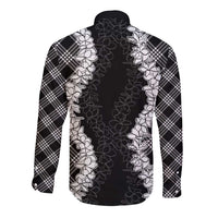 Hawaii Aloha Plumeria Lei Black Palaka Long Sleeve Button Shirt LT7 - Polynesian Pride
