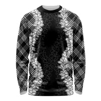 Hawaii Aloha Plumeria Lei Black Palaka Long Sleeve Shirt LT7 Unisex Black - Polynesian Pride
