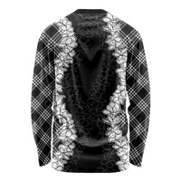 Hawaii Aloha Plumeria Lei Black Palaka Long Sleeve Shirt LT7 - Polynesian Pride