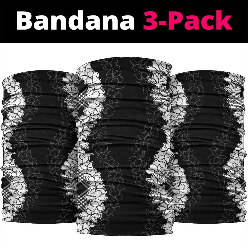 Hawaii Aloha Plumeria Lei Black Palaka Neck Gaiter LT7 package One Size: 25*50cm Black - Polynesian Pride