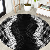 Hawaii Aloha Plumeria Lei Black Palaka Round Carpet LT7 Black - Polynesian Pride