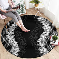 Hawaii Aloha Plumeria Lei Black Palaka Round Carpet LT7 - Polynesian Pride
