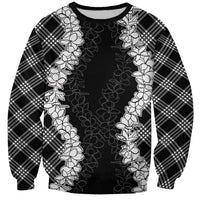 Hawaii Aloha Plumeria Lei Black Palaka Sweatshirt LT7 Unisex Black - Polynesian Pride