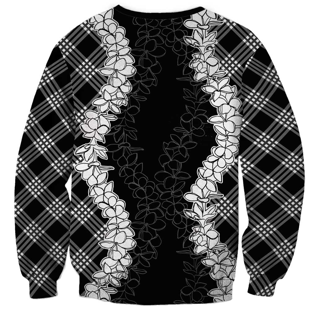 Hawaii Aloha Plumeria Lei Black Palaka Sweatshirt LT7 - Polynesian Pride
