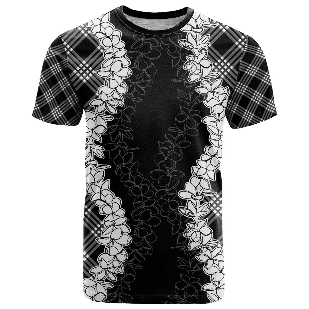Hawaii Aloha Plumeria Lei Black Palaka T Shirt LT7 Black - Polynesian Pride