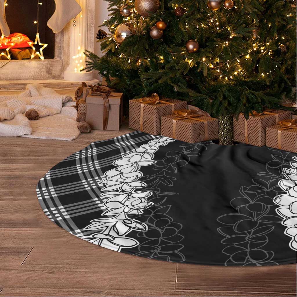 Hawaii Aloha Plumeria Lei Black Palaka Tree Skirt LT7 - Polynesian Pride