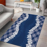 Hawaii Aloha Plumeria Lei Navy Palaka Area Rug LT7 - Polynesian Pride
