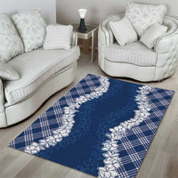 Hawaii Aloha Plumeria Lei Navy Palaka Area Rug LT7 - Polynesian Pride