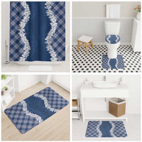 Hawaii Aloha Plumeria Lei Navy Palaka Bathroom Set LT7 - Polynesian Pride