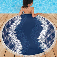 Hawaii Aloha Plumeria Lei Navy Palaka Beach Blanket LT7 - Polynesian Pride