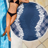 Hawaii Aloha Plumeria Lei Navy Palaka Beach Blanket LT7 - Polynesian Pride