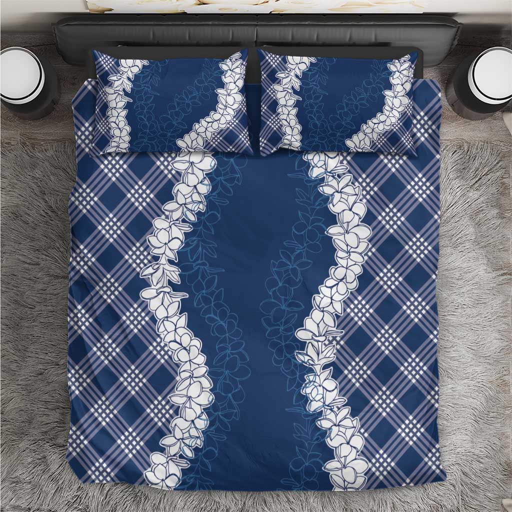 Hawaii Aloha Plumeria Lei Navy Palaka Bedding Set LT7 Navy Blue - Polynesian Pride