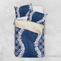 Hawaii Aloha Plumeria Lei Navy Palaka Bedding Set LT7 US Twin 172cm x 218cm Navy Blue - Polynesian Pride