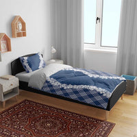 Hawaii Aloha Plumeria Lei Navy Palaka Bedding Set LT7 - Polynesian Pride