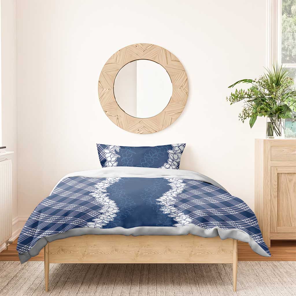 Hawaii Aloha Plumeria Lei Navy Palaka Bedding Set LT7 - Polynesian Pride