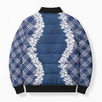 Hawaii Aloha Plumeria Lei Navy Palaka Bomber Puffer Jacket LT7 - Polynesian Pride