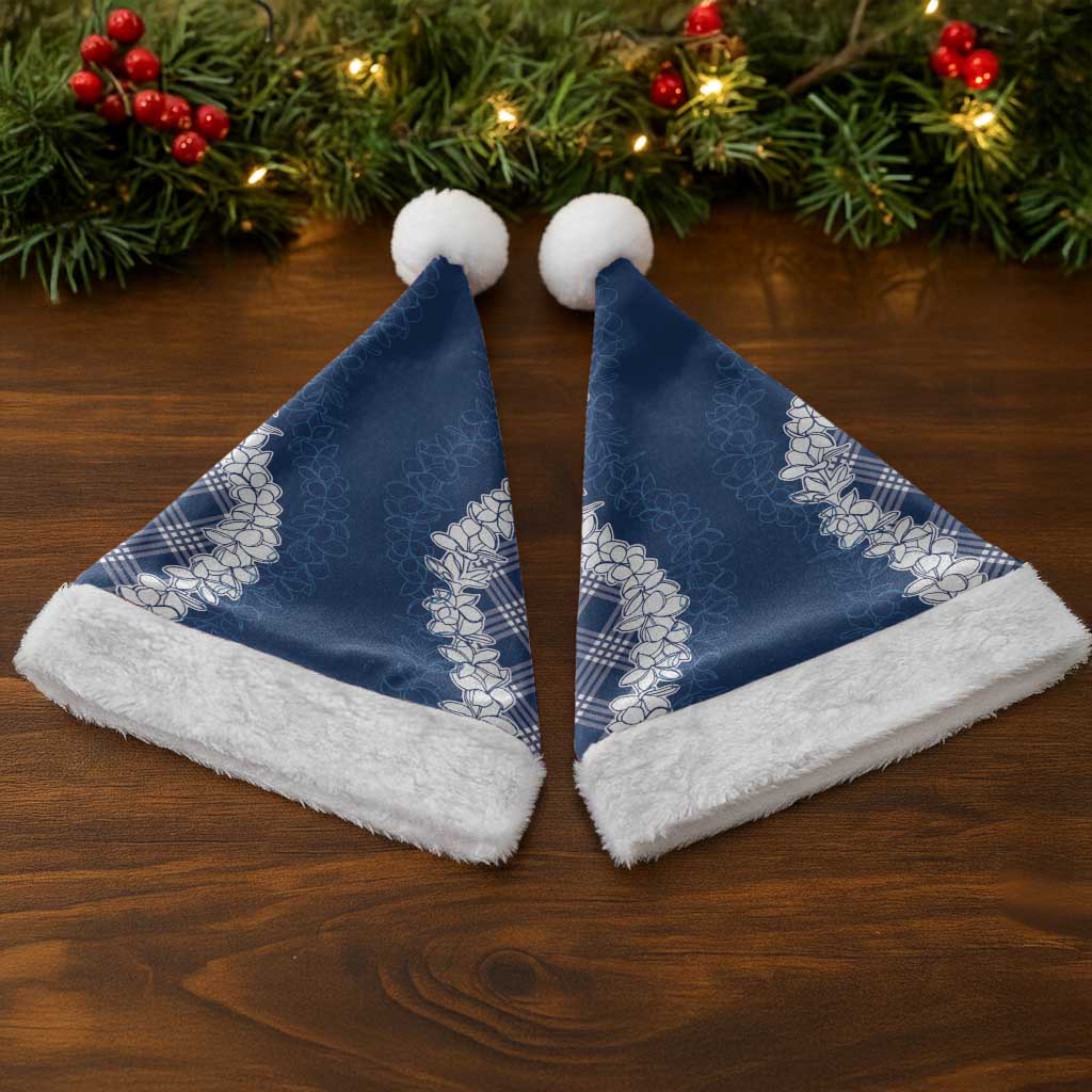 Hawaii Aloha Plumeria Lei Navy Palaka Christmas Santa Hat LT7 - Polynesian Pride