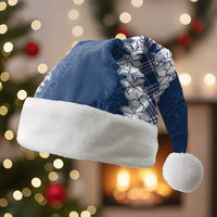 Hawaii Aloha Plumeria Lei Navy Palaka Christmas Santa Hat LT7 Without Fur Navy Blue - Polynesian Pride